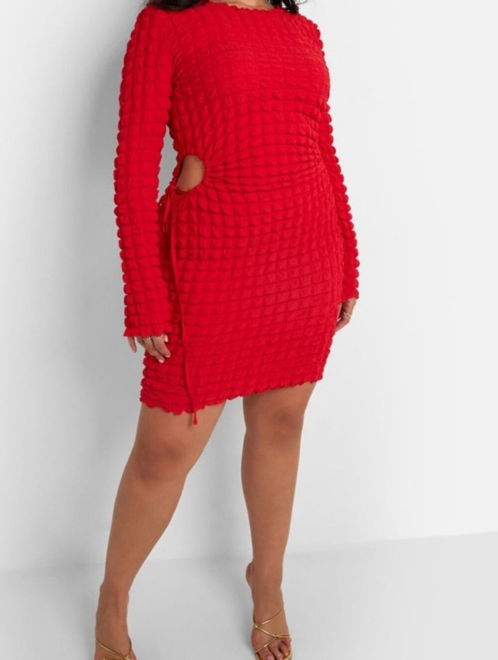Rebdolls Red Textured Long-Sleeve Bodycon Dress, Size 2X. NWT